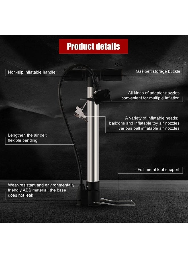 Biella Portable Bicycle Air Pump Tire Inflator - Floor Tire Hand Foot Activated Pump for Basketball Football Balloons Toys etc  - Image 3