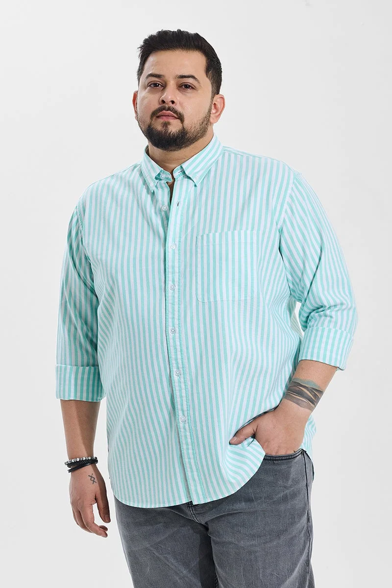 SNITCH Fortunato Mint Stripes Plus Size Shirt