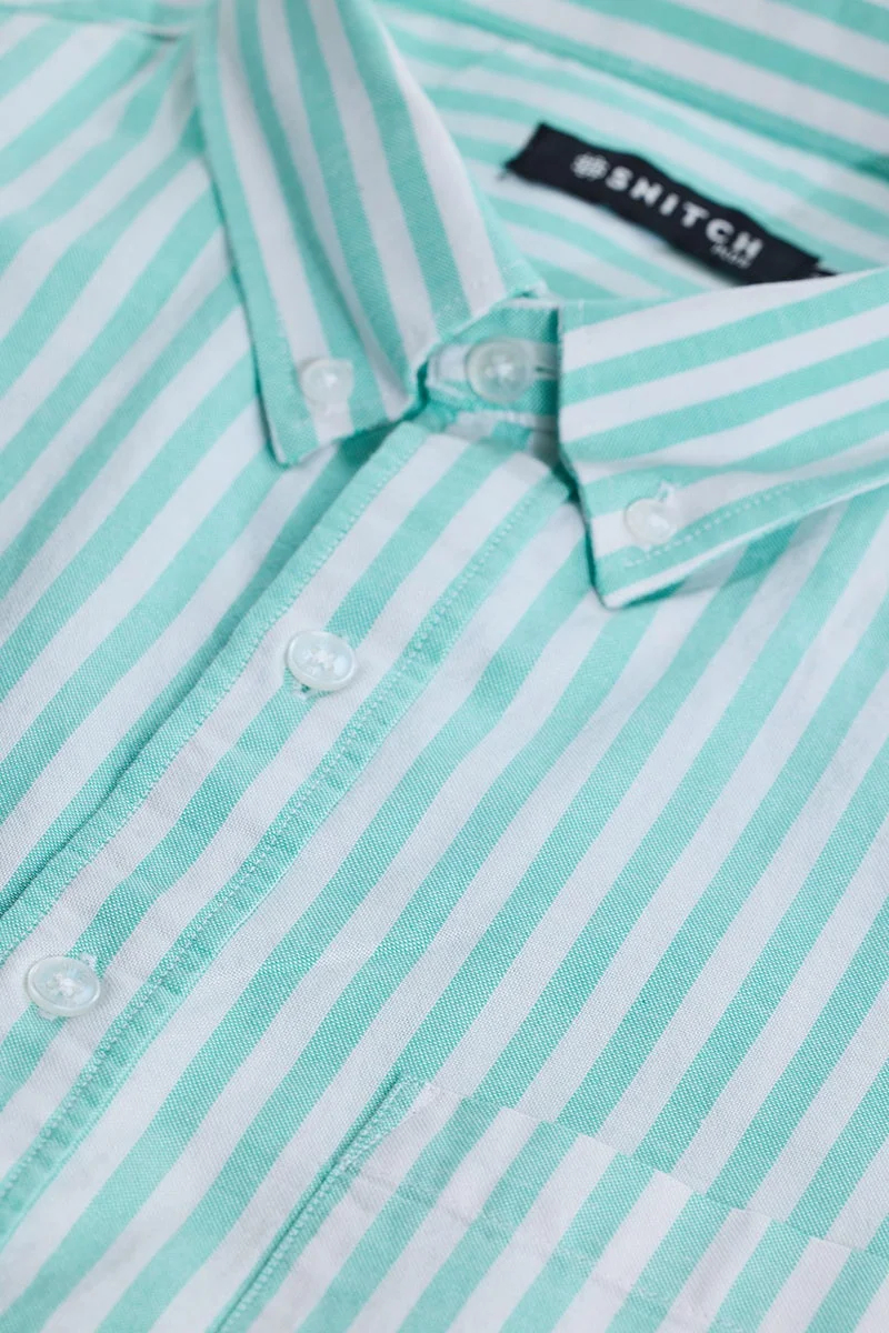SNITCH Fortunato Mint Stripes Plus Size Shirt