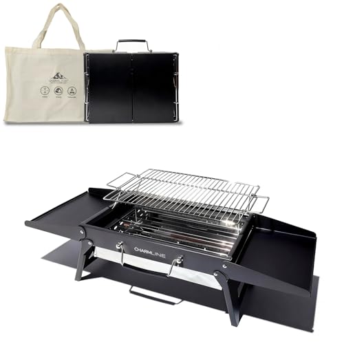 Charmline 15x11 inches Portable Charcoal Grill, Compact Portable BBQ Grill, Tabletop Charcoal Grills for Camping, Picnics, Gardens and Beach Parties, Black - Image 1