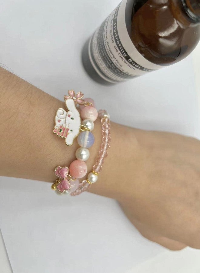 INENIMARTJ Cinnamoroll Crystal Beads Bracelet Set Cute Cartoon Elastic Beaded Pearl Anime Bracelets Christmas Stocking Stuffers for Women - Image 4
