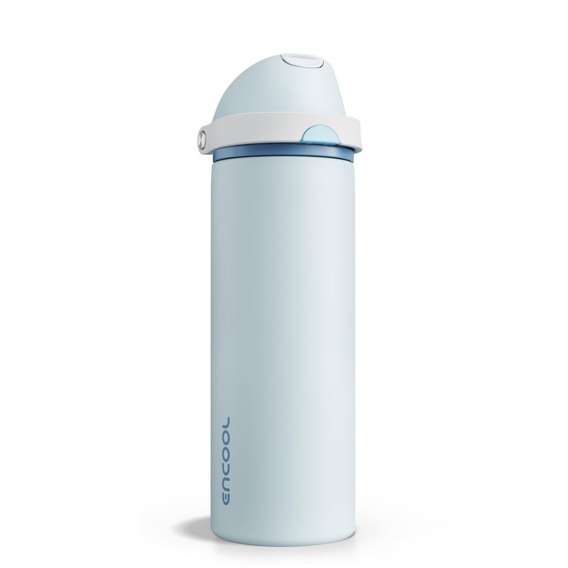 ENCOOL Insulated Water Bottle with Straw - Encool Stainless Steel Water Bottle with Push Button Lid, Leak-Proof & BPA-Free, Keeps Cold for 24 Hours for Sports, Travel, Gym (24 oz, Jungle Mist) - Image 1