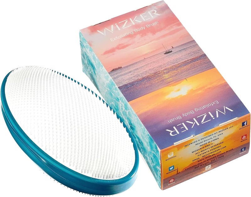 WIZKER® Premium Ingrown Hair Exfoliating Brush: 2-in-1 Soft + Firm Face Body Exfoliator for Sensitive Skin, Prevents Razor Bumps, Shave, Laser, Wax, Epilation, Dermaplaning–Waterproof, Mold Resistant