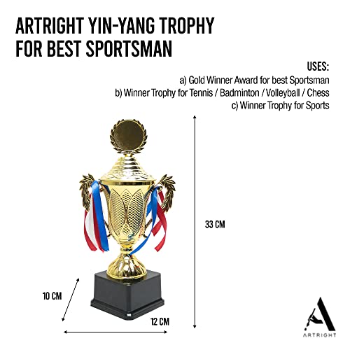 ArtRight Yin Yang Trophy for Winners - Winner Prize Trophy for Best Sportsman ; Shiny Award with Badge for Winners - Image 2