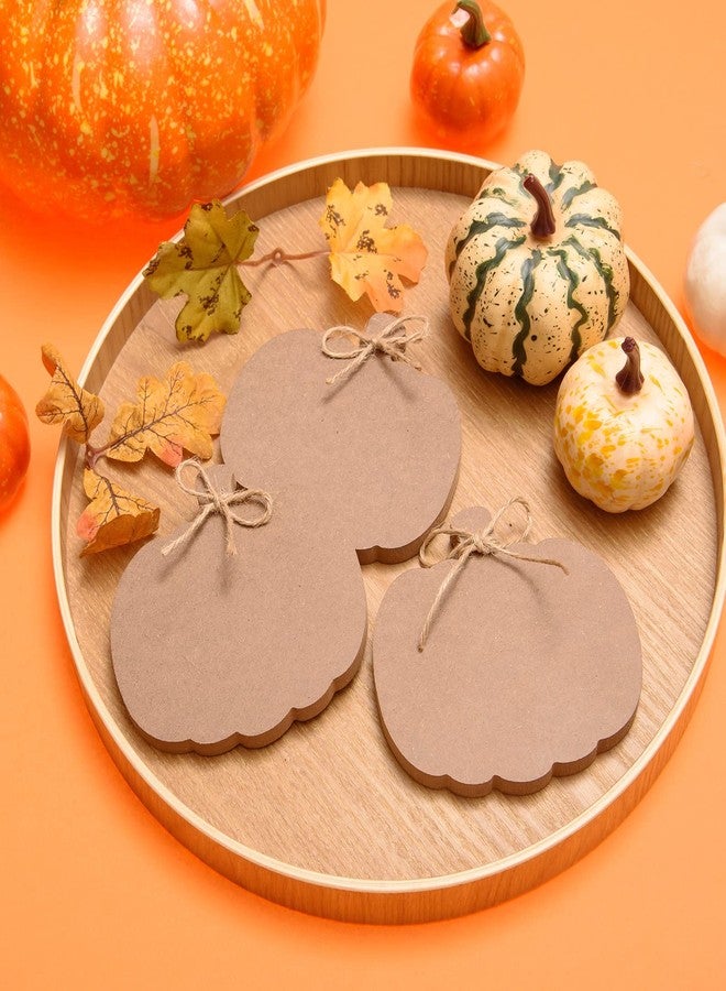 AWIZOM 24 Pcs Fall Wooden Pumpkin Cutouts - Unfinished Thick Wood Pumpkin Shaped Table Signs with Ropes for DIY Craft Autumn Harvest Thanksgiving Halloween Home Tiered Tray Kitchen Decor - Image 3