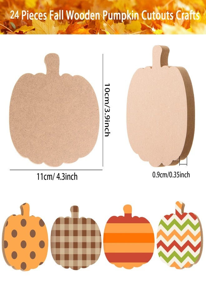 AWIZOM 24 Pcs Fall Wooden Pumpkin Cutouts - Unfinished Thick Wood Pumpkin Shaped Table Signs with Ropes for DIY Craft Autumn Harvest Thanksgiving Halloween Home Tiered Tray Kitchen Decor - Image 2