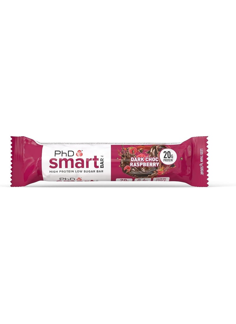 PhD - Smart High Protein Low Sugar Bars - Dark Choc Raspberry Flavour - 20g 1.1g Sugar Palm Oil Free - 64g per bar - 12pack - Image 1