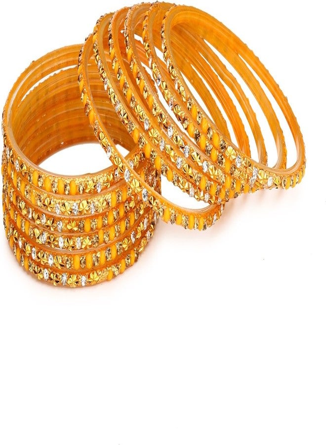 1st Time Combo Of Party & Wedding Colorful Bangle/Kada Set, Glass, Red And Yellow, Pack Of 20 -AAEU1 - Image 4