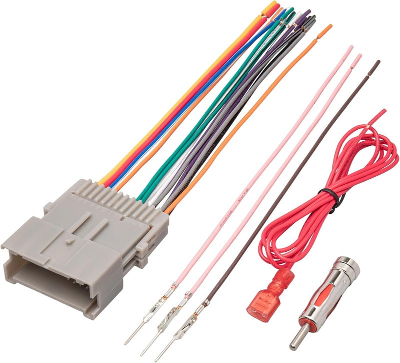 RED WOLF Car Radio Wiring Harness w/Antenna Adapter Compatible with 2002-2008 GM Chevy Silverado Impala GMC Sierra Buick Cadillac Aftermarket Stereo CD Receiver Wire Cable Aerial Connector Plug - Image 1