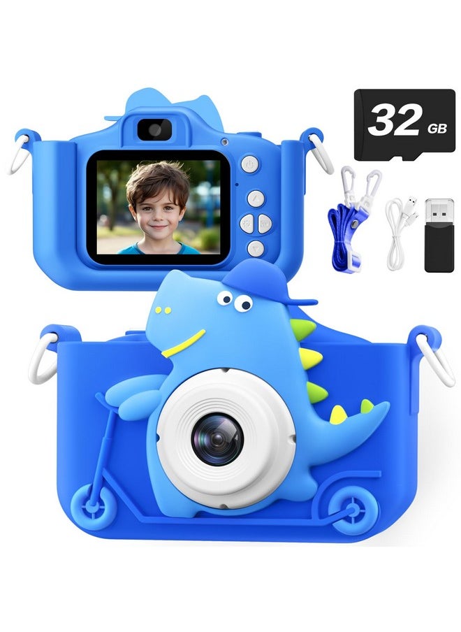 Dinosaur Kids Camera For Boys Girls, 48Mp Hd Digital Video Camera For Toddlers Birthday Gifts Toys Childs Kids Selfie Camera With 32Gb Card, Built-In Puzzle Games For 3 4 5 6 7 8 9 Years Old (Blue) - pzsku/Z06F4DA08E8A2D7824EE6Z/45/_/1722597641/19019ac7-2cb1-47a3-9241-583517ef17d3