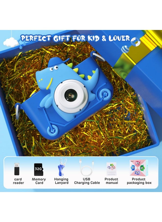 Dinosaur Kids Camera For Boys Girls, 48Mp Hd Digital Video Camera For Toddlers Birthday Gifts Toys Childs Kids Selfie Camera With 32Gb Card, Built-In Puzzle Games For 3 4 5 6 7 8 9 Years Old (Blue) - pzsku/Z06F4DA08E8A2D7824EE6Z/45/_/1722597650/8d65ba18-c571-4158-bff0-3233807a6f5d