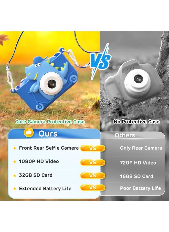 Dinosaur Kids Camera For Boys Girls, 48Mp Hd Digital Video Camera For Toddlers Birthday Gifts Toys Childs Kids Selfie Camera With 32Gb Card, Built-In Puzzle Games For 3 4 5 6 7 8 9 Years Old (Blue) - pzsku/Z06F4DA08E8A2D7824EE6Z/45/_/1722597661/849621e7-da61-4fa4-be8e-58c8fefbfd3d