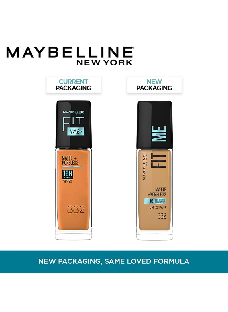 MAYBELLINE NEW YORK مايبيلين نيويورك كريم أساس فيت مي غير لامع ويغطي المسام لمدة 16 ساعة مع عامل حماية من الشمس SPF 22 - 332 - Image 4