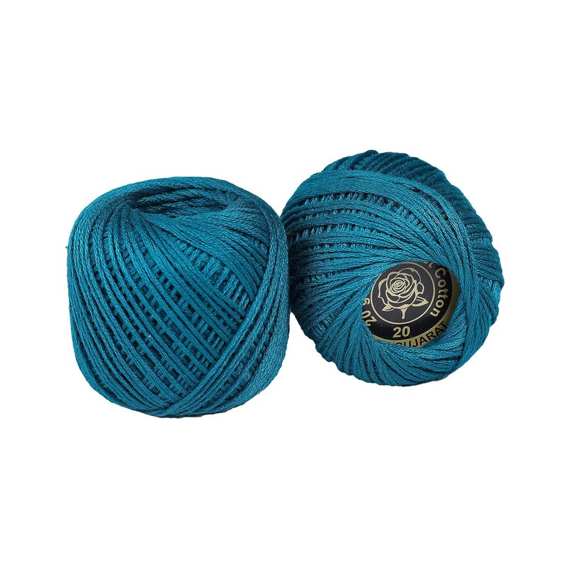 CORIOX Crochet Thread Set Of 10 Ball Crochet Cotton Thread Yarn For Knitting & Craft Making. Size 20 Gram 55 To 60 Mtr Approx (Teal), 230 Gm - Image 3