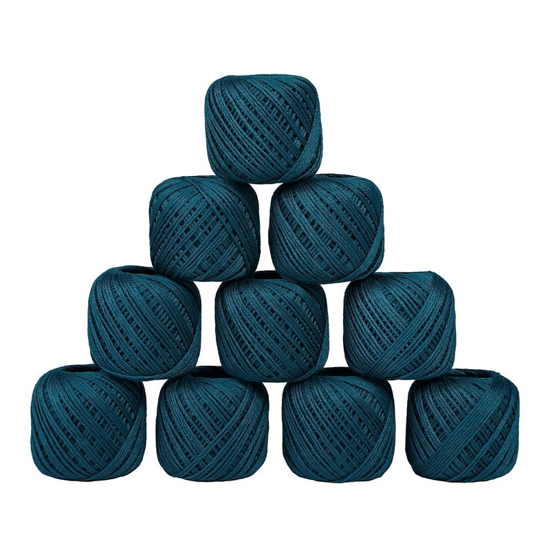 CORIOX Crochet Thread Set Of 10 Ball Crochet Cotton Thread Yarn For Knitting & Craft Making. Size 20 Gram 55 To 60 Mtr Approx (Teal), 230 Gm - Image 1