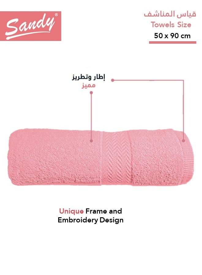 ساندي طقم مناشف شعر فاخرة بجودة الفنادق قطن 100% صنع في مصر - 600 غرام لكل متر مربع، ناعمة وسريعة الجفاف وعالية الامتصاص (4 قطع - 50 × 90 سم), وردي - Image 2