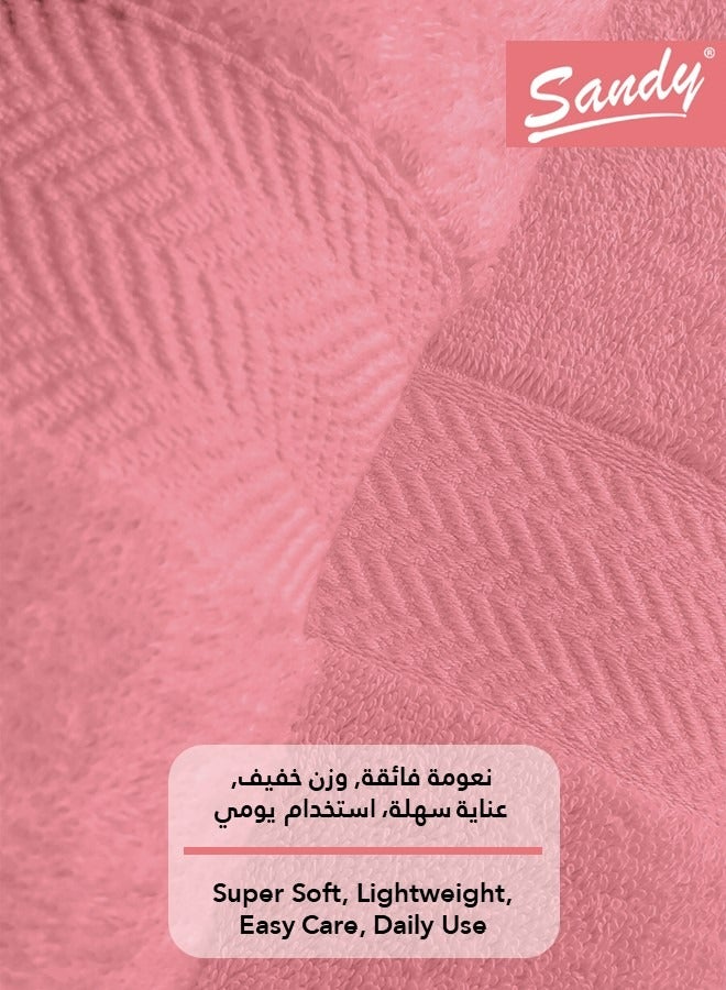ساندي طقم مناشف شعر فاخرة بجودة الفنادق قطن 100% صنع في مصر - 600 غرام لكل متر مربع، ناعمة وسريعة الجفاف وعالية الامتصاص (4 قطع - 50 × 90 سم), وردي - Image 5
