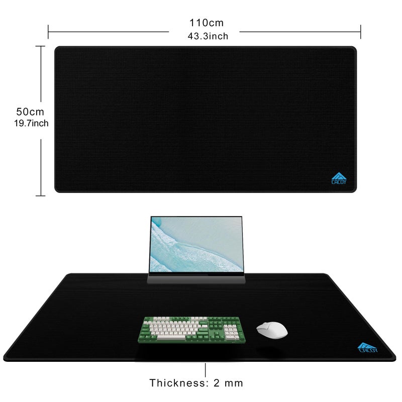 Cacoy 43" x 20" Extended Computer Rectangular Mouse Pad XXL, Oversized Large Mousepad for Full Desk, Non-Slip Rubber Base Desktop Keyboard Mouse Mat, Extended Office Desk Mat (Black) - Image 3