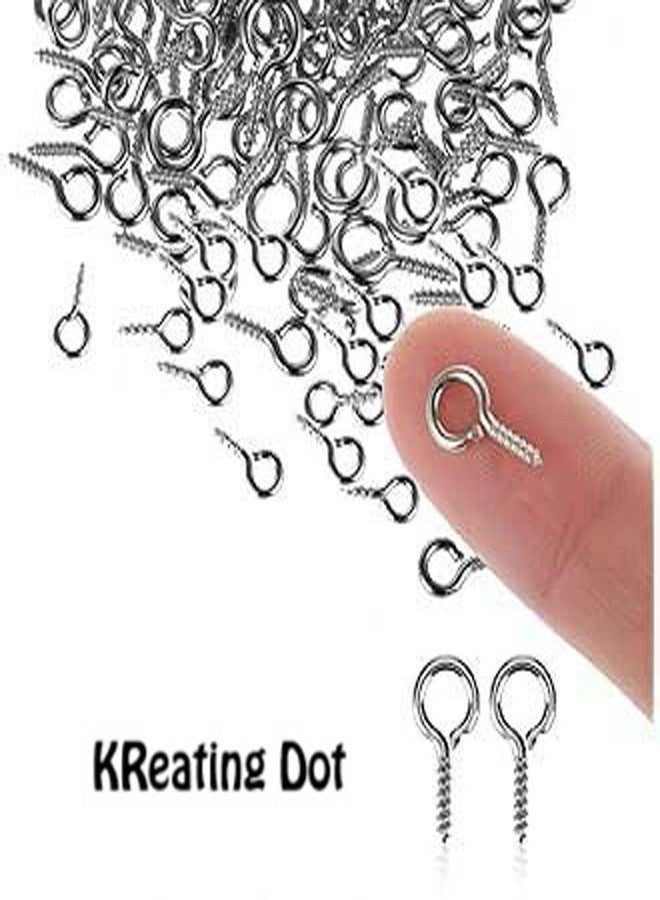 KReating Dot | 50 Pcs Nickel Silver Screw Eye Pins 5x10mm with 50 Jump Rings | Eyelets Screw Threaded Clasp Hooks for Making Pendants, Beads, Jewellery Findings DIY Craft (KRBNS-50) - Image 2