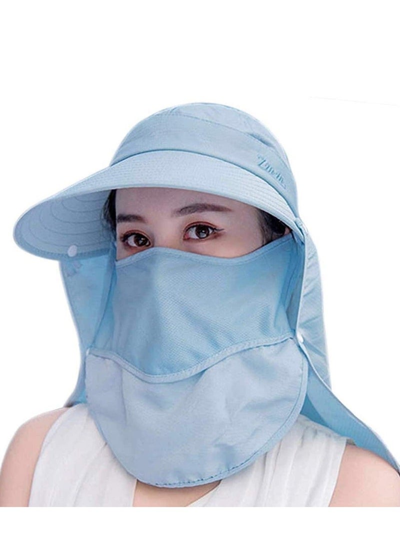 Generic Wide Brim Sun Hat, Fishing Hat Cap for Men & Women, Outdoor UV Sun Protection Hat, Women Sun Face Mask Visor Hat, Waterproof Breathable Hiking Hat, UPF 50 Protection Bucke (Sky Blue) - Image 1