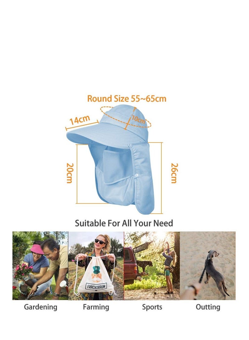 Generic Wide Brim Sun Hat, Fishing Hat Cap for Men & Women, Outdoor UV Sun Protection Hat, Women Sun Face Mask Visor Hat, Waterproof Breathable Hiking Hat, UPF 50 Protection Bucke (Sky Blue) - Image 3
