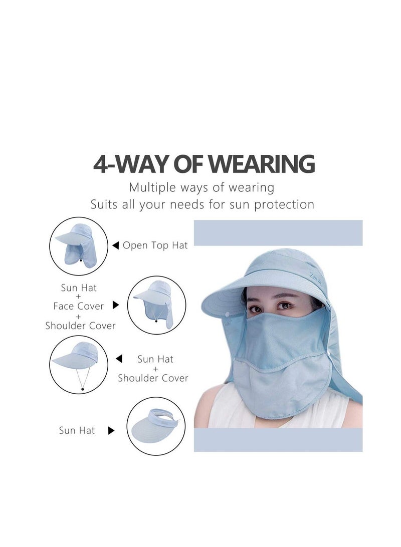 Generic Wide Brim Sun Hat, Fishing Hat Cap for Men & Women, Outdoor UV Sun Protection Hat, Women Sun Face Mask Visor Hat, Waterproof Breathable Hiking Hat, UPF 50 Protection Bucke (Sky Blue) - Image 4