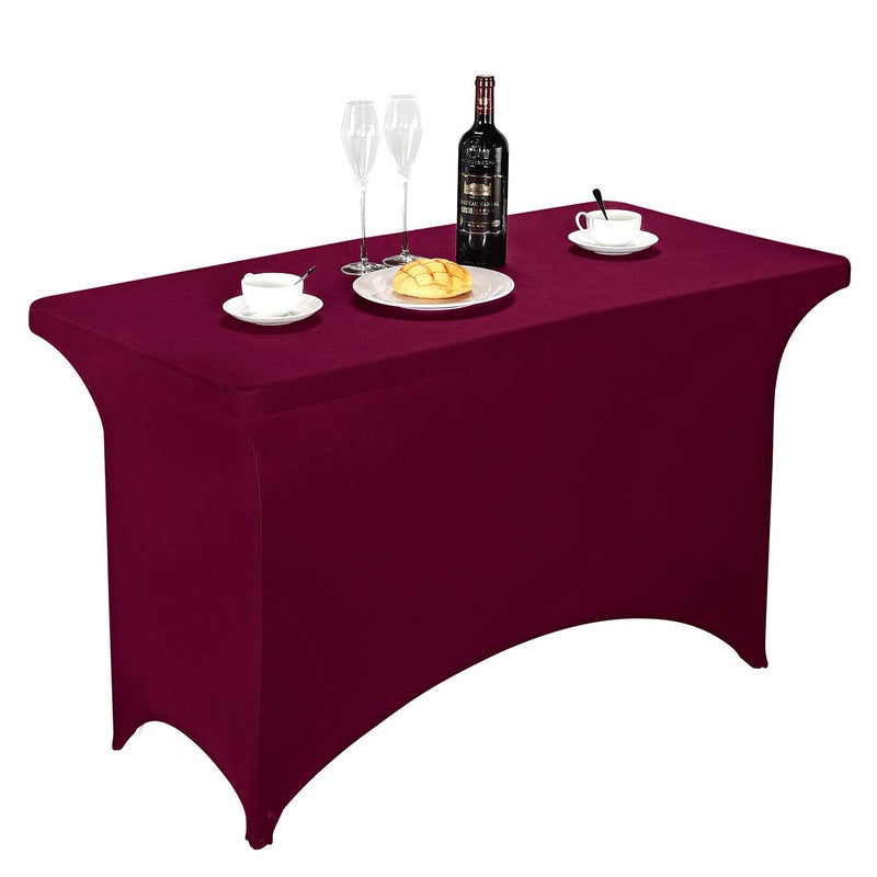 LZY Spandex Fitted Stretch Table Cover for 4ft or 6ft or 8ft Folding Table Rectangular Cocktail Tablecloth Perfect for Party or Banquet