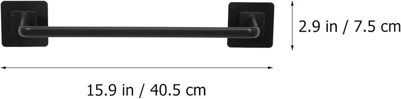 2pcs Self-Adhesive Wall Mounted Towel Holder Rack, Black Plastic Bathroom and Kitchen Towel Hanging Storage Shelf, No Drilling Installation for Home Use - Image 2
