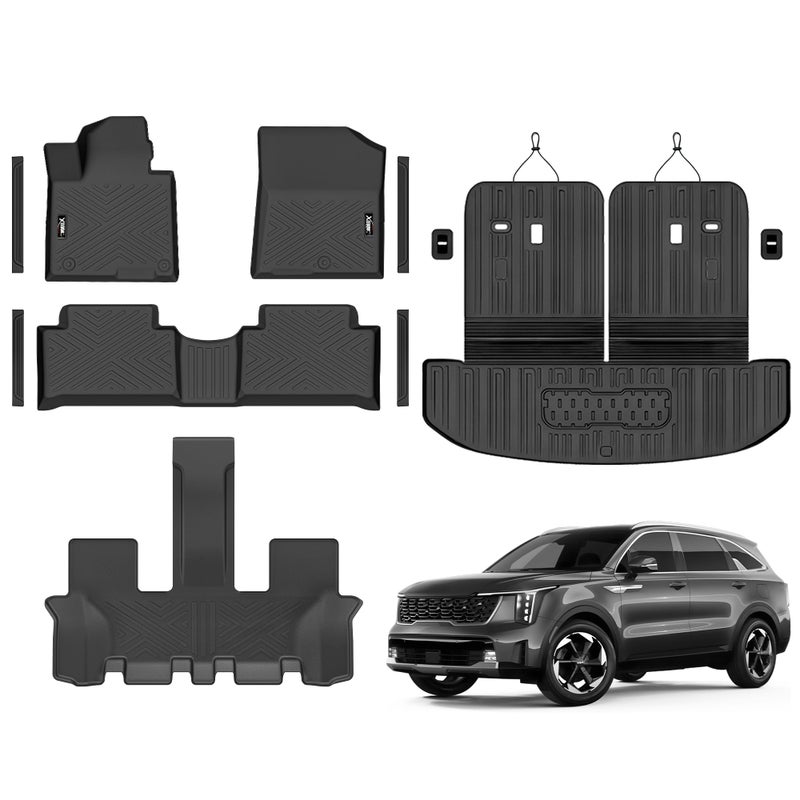 XEEQQMO Floor Mats for 20212026 Kia Sorento 67 Seats not for Hybrid Trunk Mat with Backrest Mat All Weather TPE Rubber Cargo Liner Back Seat Cover 3rd Row for 2026 Kia Sorento Accessories - Image 2