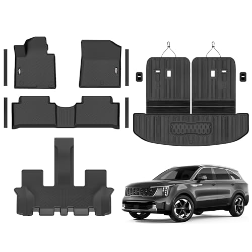 XEEQQMO Floor Mats for 20212026 Kia Sorento 67 Seats not for Hybrid Trunk Mat with Backrest Mat All Weather TPE Rubber Cargo Liner Back Seat Cover 3rd Row for 2026 Kia Sorento Accessories - Image 1