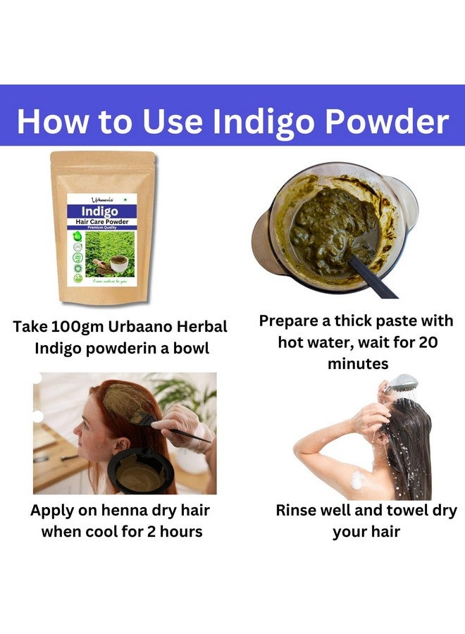 Urbaano herbal Organic Indigo Powder for DIY 100% Natural Hair Colouring, 100% Herbal, Chemical-Free, 100 gm - Image 3