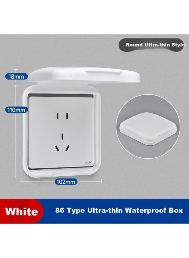 Oaks Aux 86 Switch Socket Panel Waterproof Cover, Leakage Protection, Bathroom Waterproof Box, Bathroom Protective Cover, Plug Water Protection Box, Ultra-thin White - Image 1