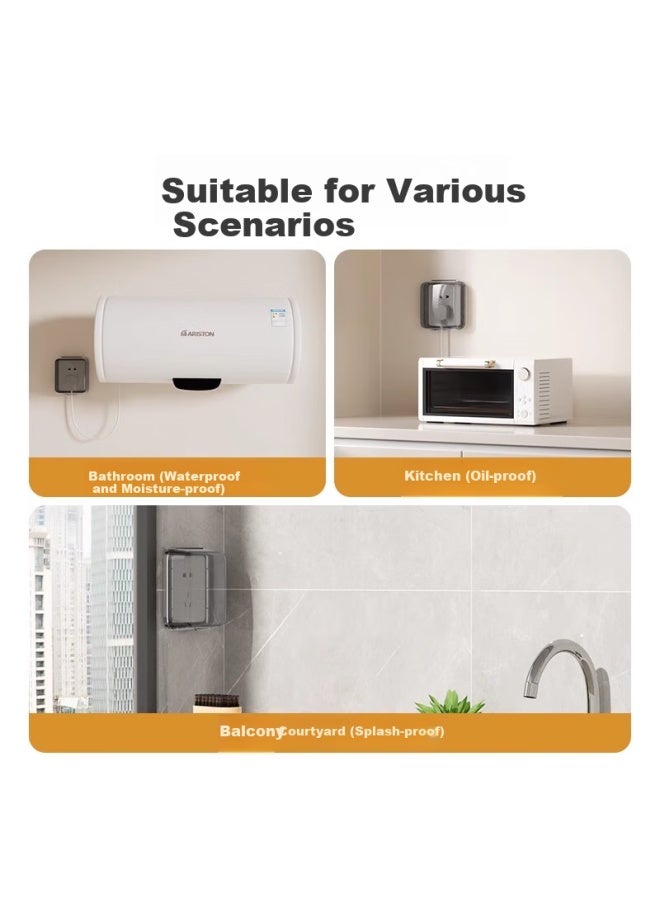Oaks Aux 86 Switch Socket Panel Waterproof Cover, Leakage Protection, Bathroom Waterproof Box, Bathroom Protective Cover, Plug Water Protection Box, Ultra-thin White - Image 3