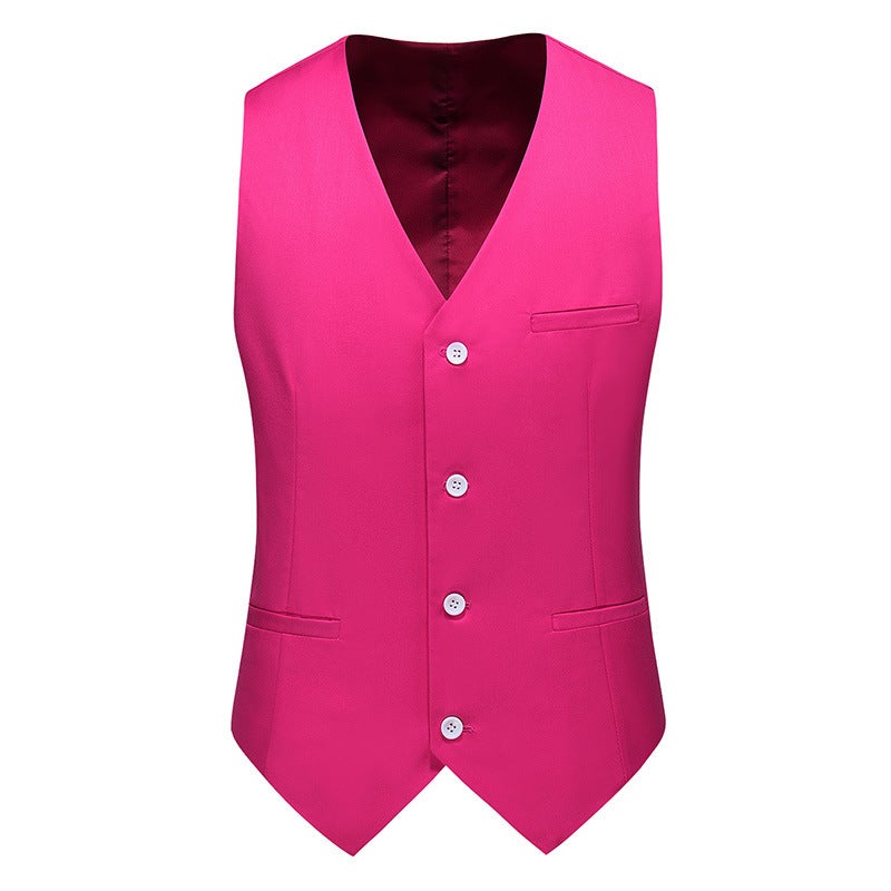 2025 Export Large Size Men'S Slim Pure Color Suit Vest Fashionable Single Row V Neck Casual Vest - Image 5