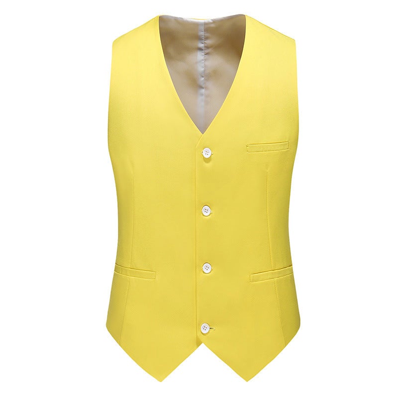 2025 Export Large Size Men'S Slim Pure Color Suit Vest Fashionable Single Row V Neck Casual Vest - Image 4