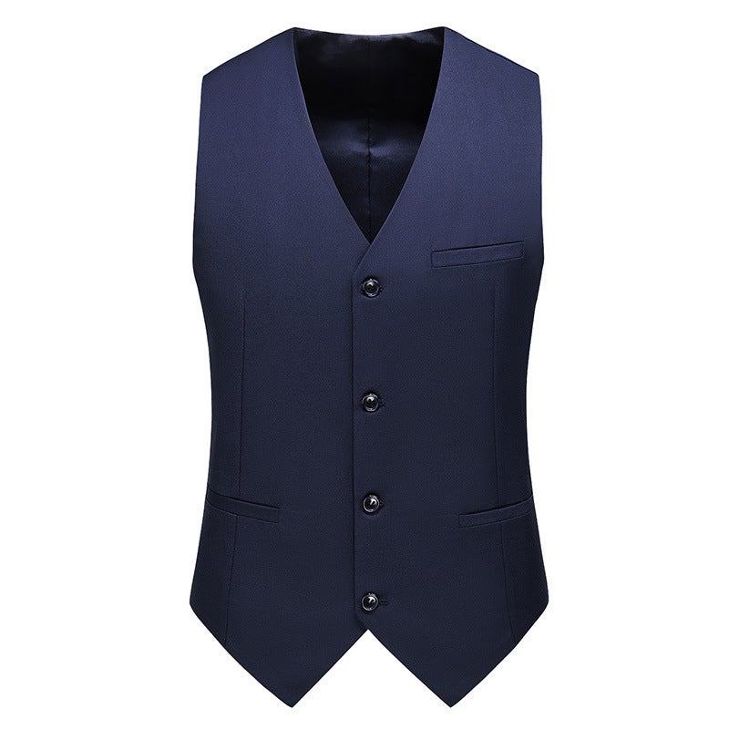 2025 Export Large Size Men'S Slim Pure Color Suit Vest Fashionable Single Row V Neck Casual Vest - Image 3