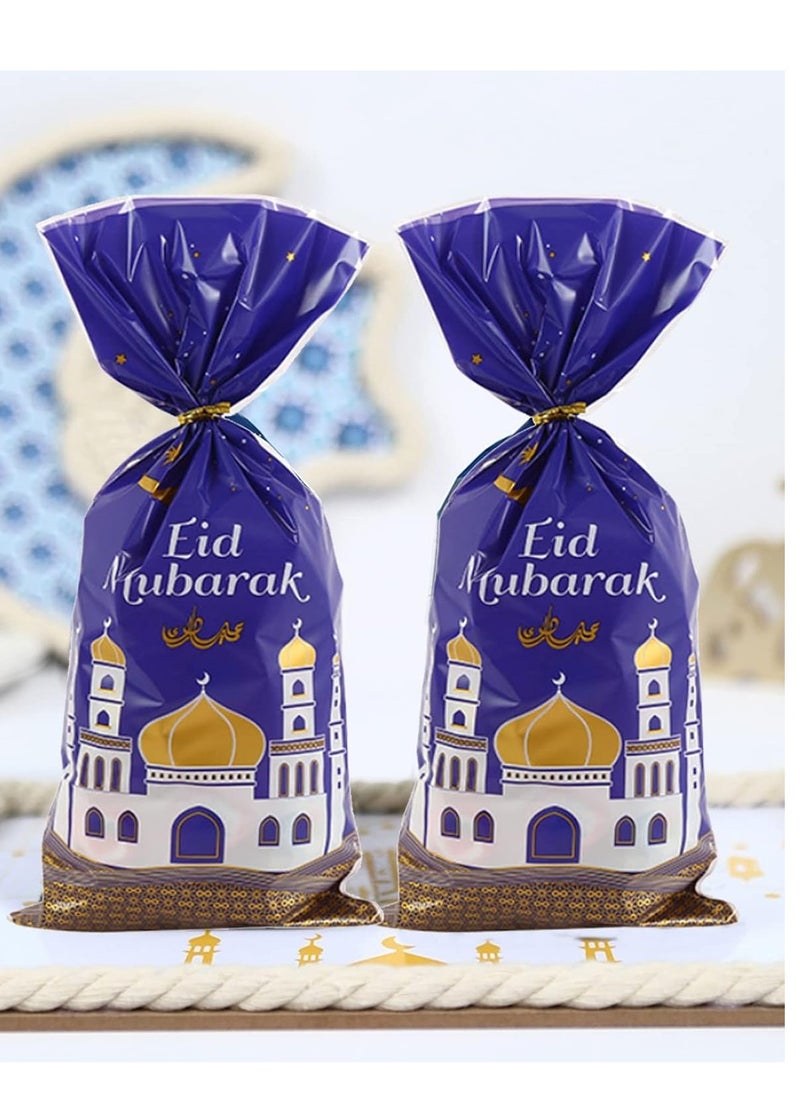 SänHahn Ramadan Kareem Cellophane Treat Candy Bags,  Eid Mubarak Goodie Bags for Kids Gifts with Twist Ties, 4 Styles Party Favors Holiday Snacks Decorations - 50 Pcs  - Image 5