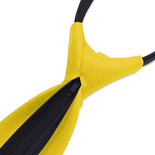 Aurya Boys'Solid Color Zipper Tie 15 inch Polyester Satin Zipper Neckties (Gold) - Image 3