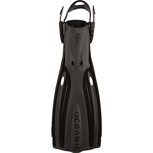 OCEANIC Viper 2 Fins Open Heel Suitable for All Scuba Diving Snorkeling Skill Levels Lightweight Comfortable Easy to get on and Keep on Fits Wide Range of Boot Styles BlackBlack SM - Image 1