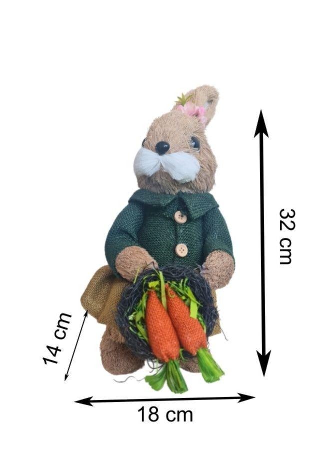 Set of 4 Bunny Family Straw Rabbits Ornament Crafts Decoration for Yard Sign Garden, Living Room, Bedroom - Image 2