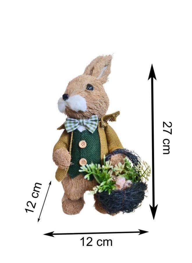 Set of 4 Bunny Family Straw Rabbits Ornament Crafts Decoration for Yard Sign Garden, Living Room, Bedroom - Image 3