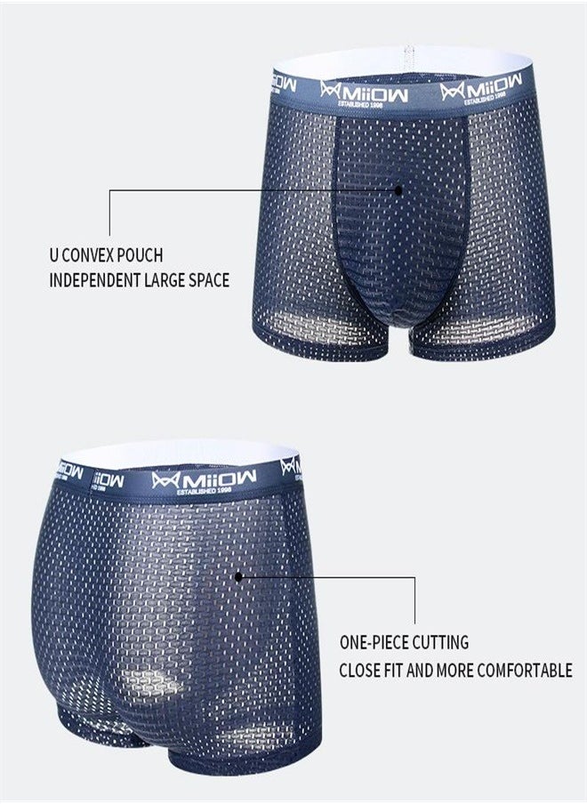 MIIOW - 3Pcs  Mesh Men Boxer Underwear Graphene Antibacterial Male Panties Ice Silk Underpants Breathable  Boxershort - Image 1