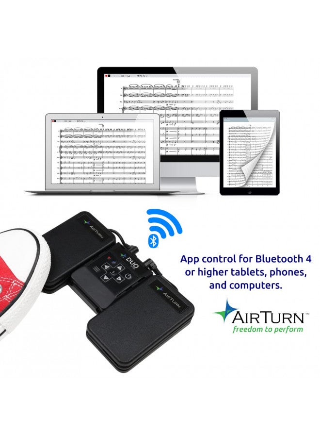 AirTurn AirTurn DUO500 Silent Bluetooth Pedal Page Turner Teleprompt Live Stream App Controller - Image 2