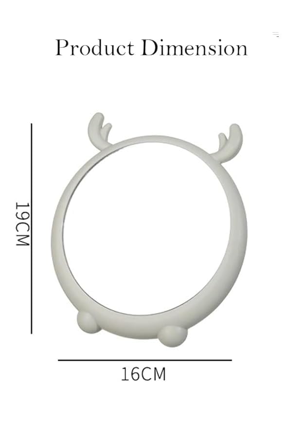 KERFORA Round Makeup Mirror with Cute Cartoon Design Desktop Vanity Mirror Stand Folding Cosmetic Plastic Mirror Wall Hanging Option for Home and Bathroom Green - Image 2