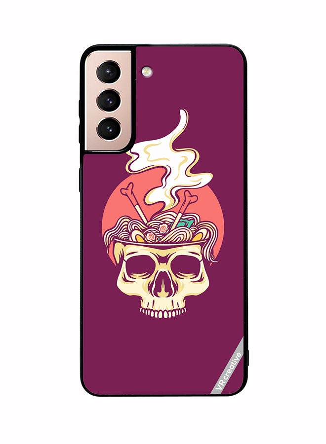 VR CREATIVE Protective Case Cover For Samsung Galaxy S21 5G Ramen Skull Design Multicolour - Image 1