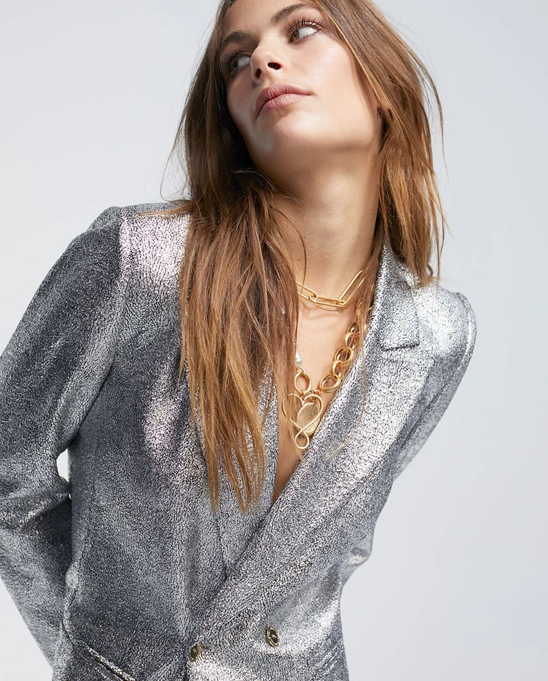 Lola Casademunt Double-breasted silver blazer