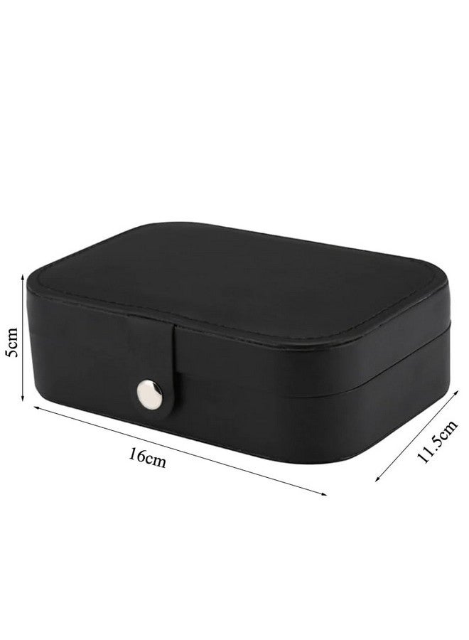 يو بيلا منظم مجوهرات YouBella متعدد الطبقات مصنوع من جلد البولي يوريثان، صندوق تخزين محمول مع حاويات مقسمة للخواتم والأقراط والقلائد، منظم منزلي (أسود) - Image 4