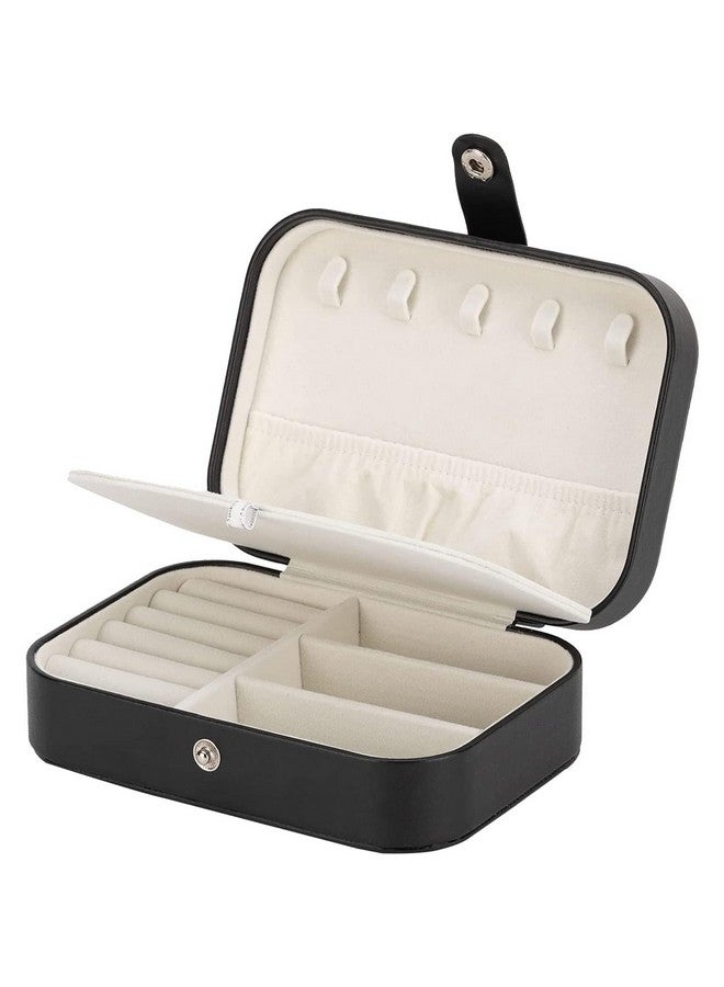 يو بيلا منظم مجوهرات YouBella متعدد الطبقات مصنوع من جلد البولي يوريثان، صندوق تخزين محمول مع حاويات مقسمة للخواتم والأقراط والقلائد، منظم منزلي (أسود) - Image 1