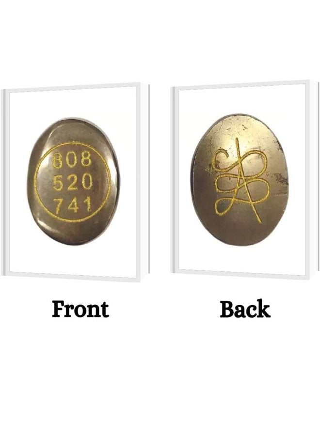 7vens Natural Pyrite Zibu Silver Coin Money Switch Peru Pyrite Money Switch Word and Zibu Symbol Coin Pocket Cabochone for Money Magnet Reiki Healing Vastu (pack of 1 with box) - Image 4