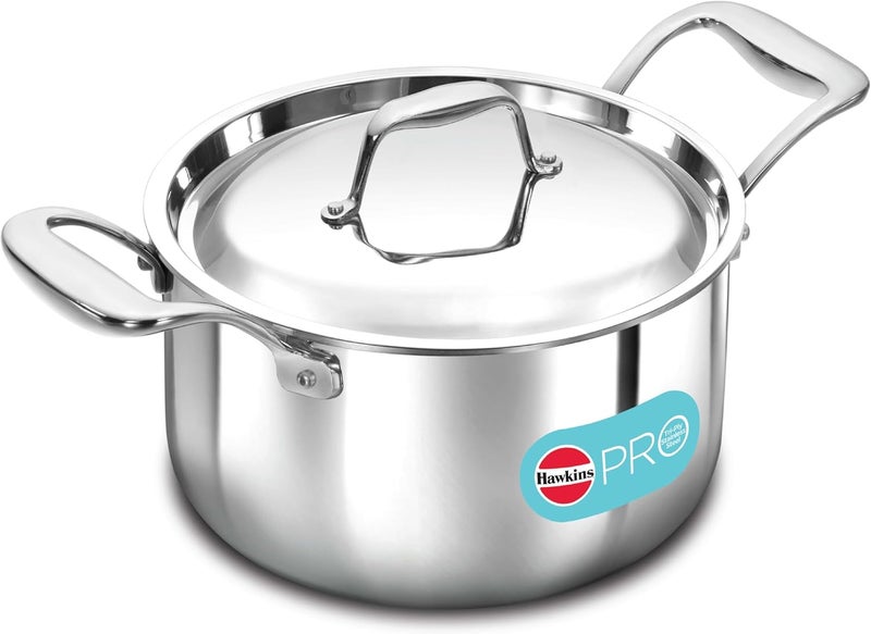 Hawkins 3 Litre Pro TriPly Stainless Steel Milk Pan with Lid - Image 1
